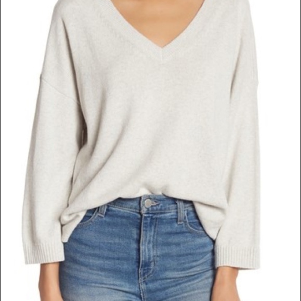 Double v-neck grey madewell sweater